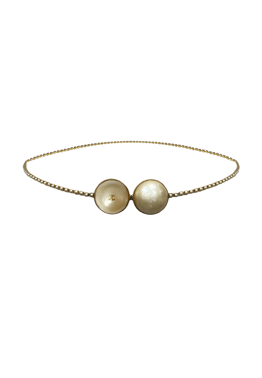 Chanel Faux Pearls Chainlink Belt