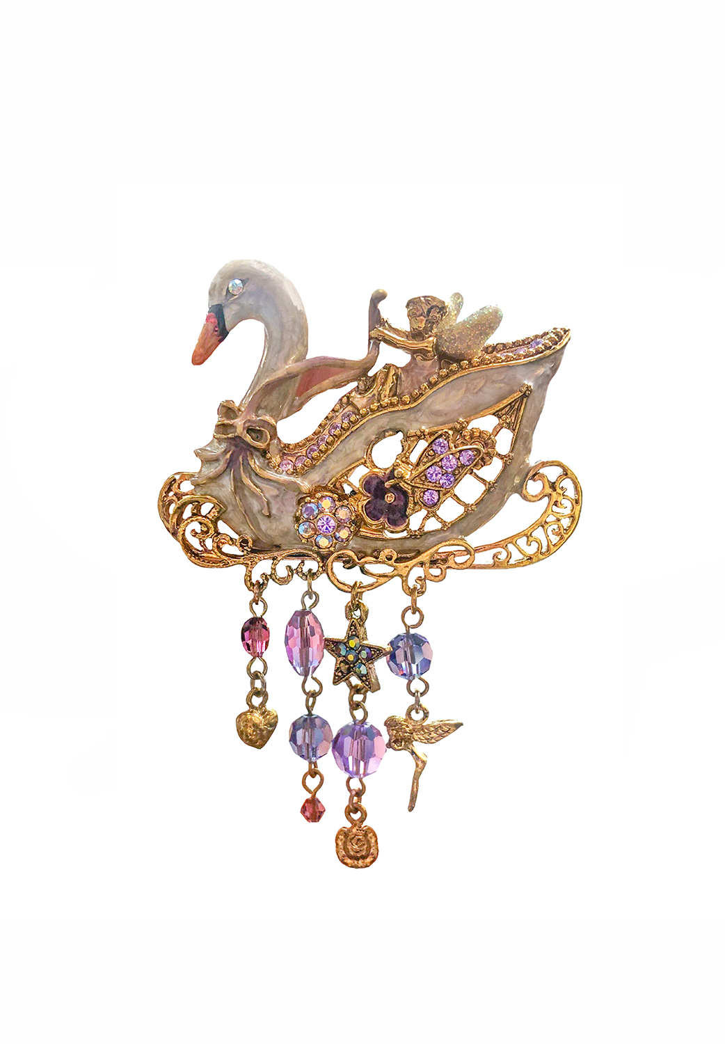 Kirks Folly Fairy And Swan Brooch