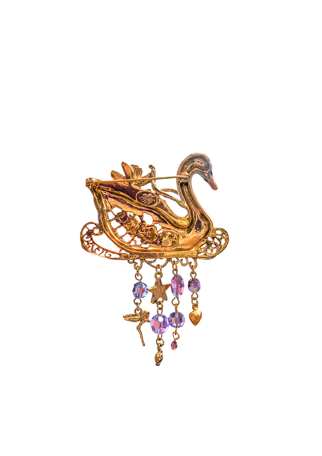 Kirks Folly Fairy And Swan Brooch