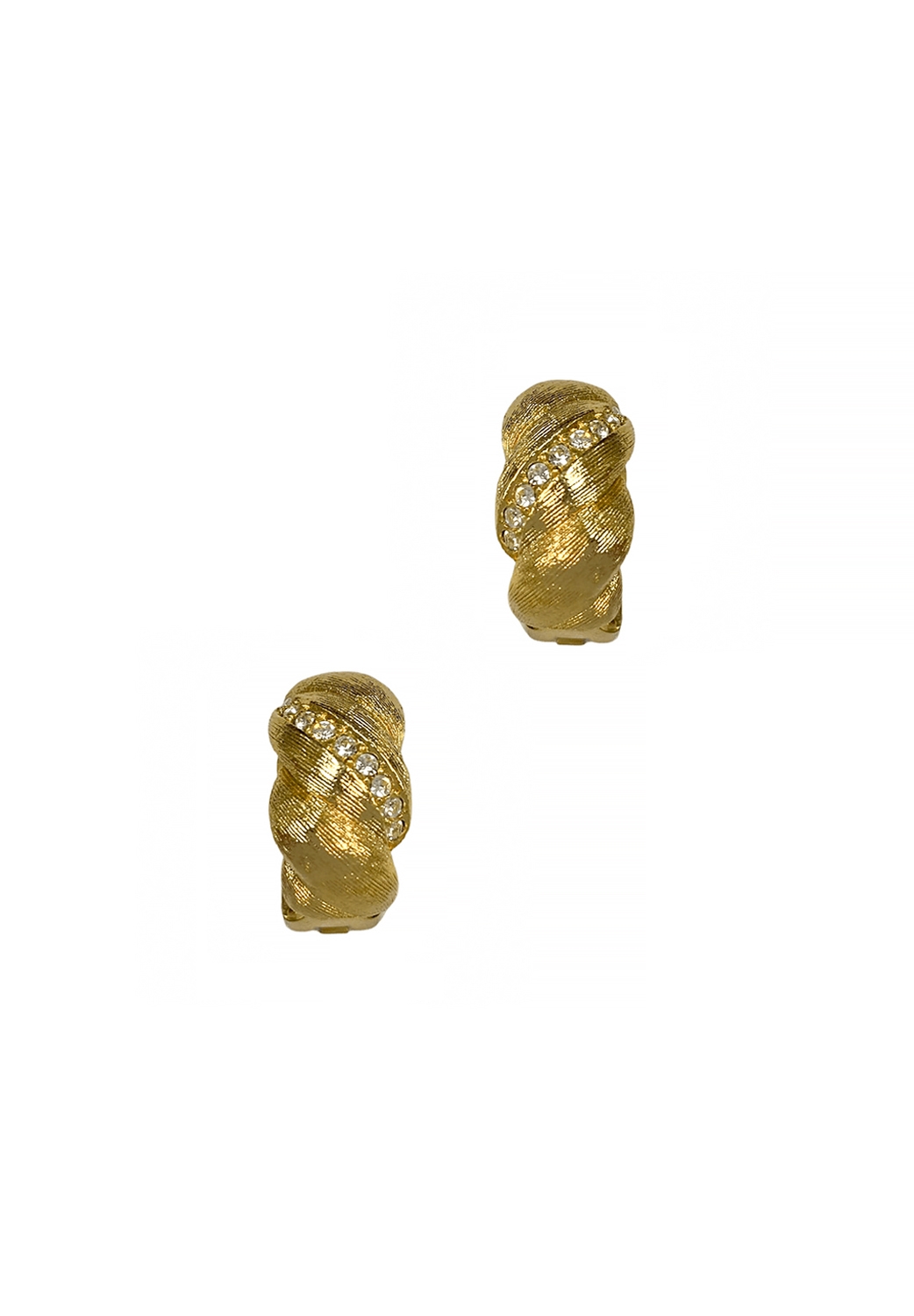 Grosse Vintage Golden Crystals Clips 