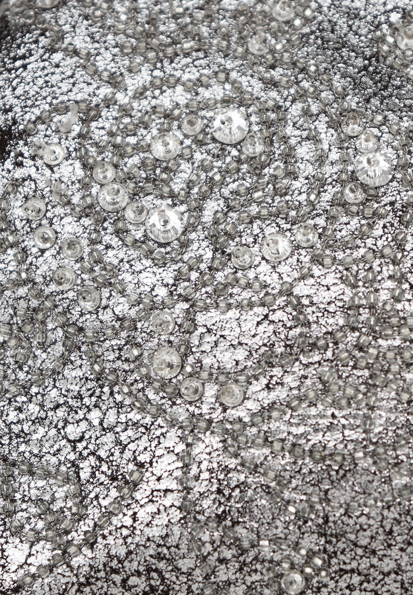 Christian Dior Silver Floral Beaded Wristlet Bag