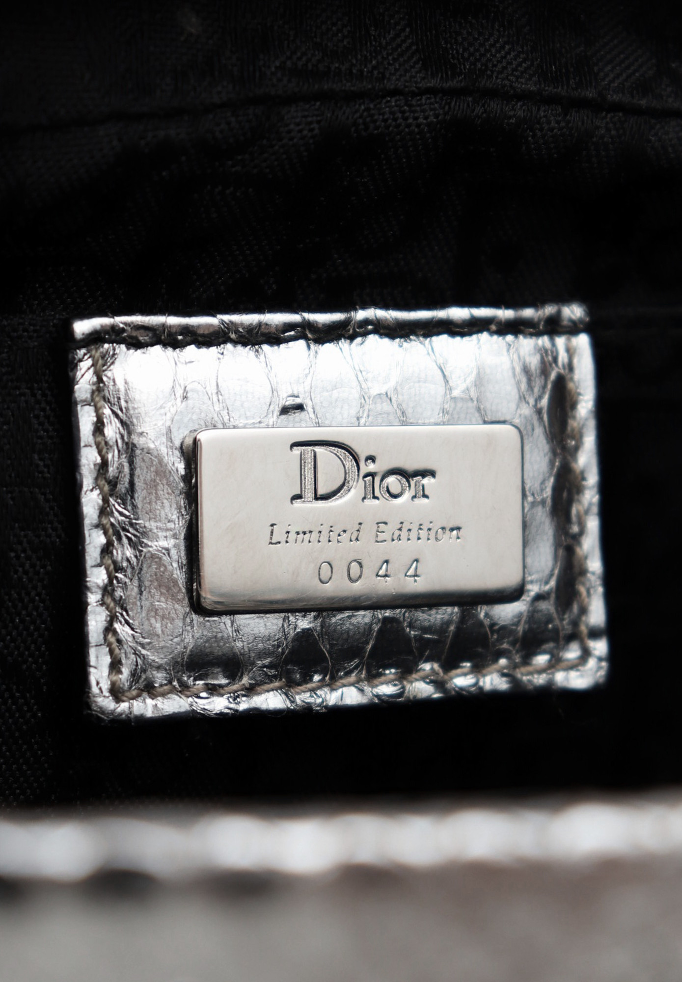 Christian Dior Silver Floral Beaded Wristlet Bag