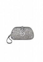 Christian Dior Silver Floral Beaded Wristlet Bag