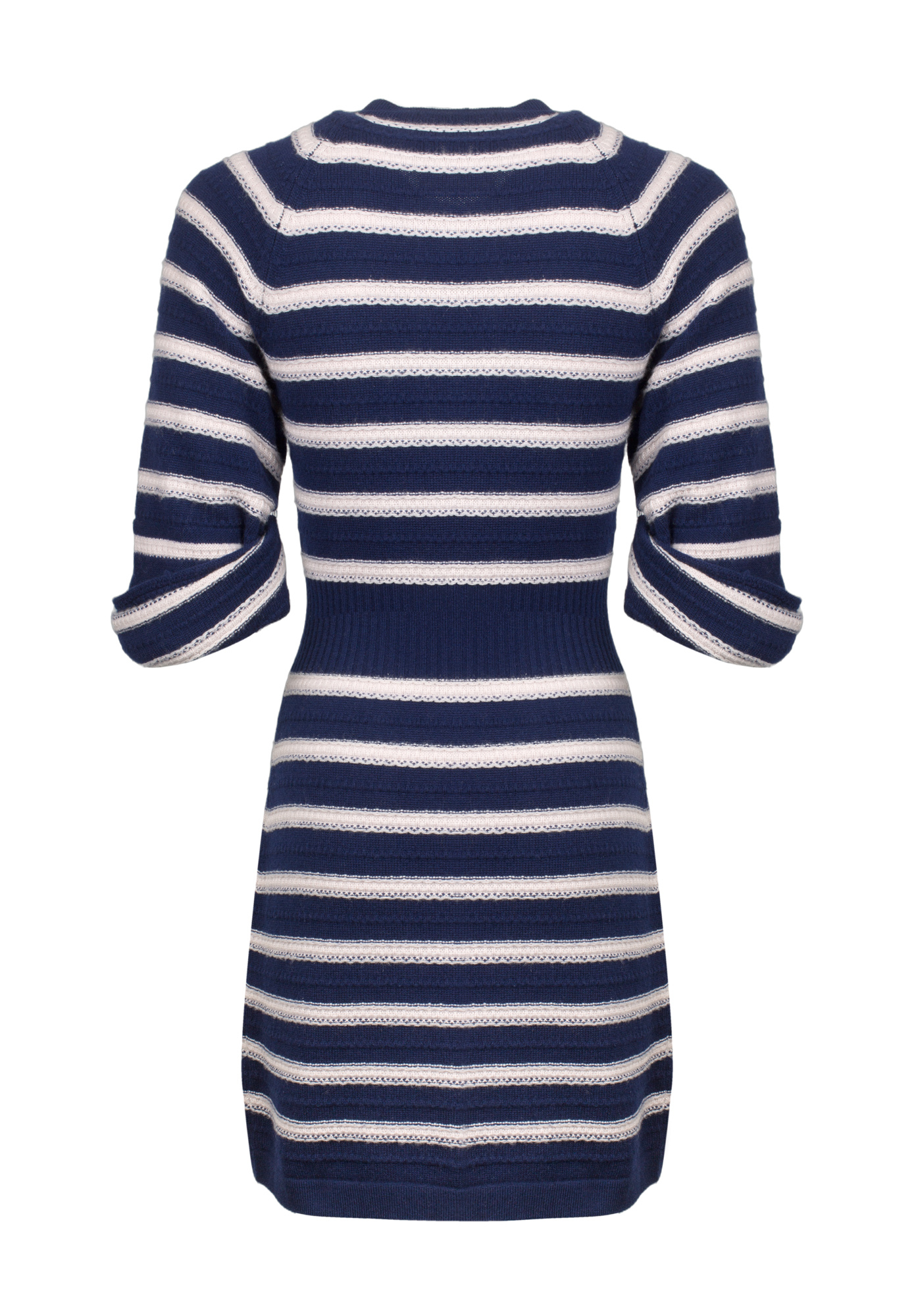 Chanel Navy Blue Striped Cashmere Dress