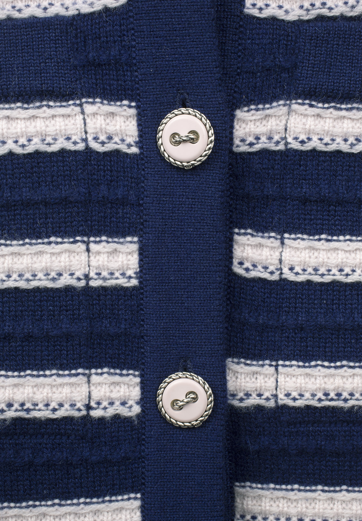 Chanel Navy Blue Striped Cashmere Dress