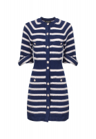 Chanel Navy Blue Striped Cashmere Dress