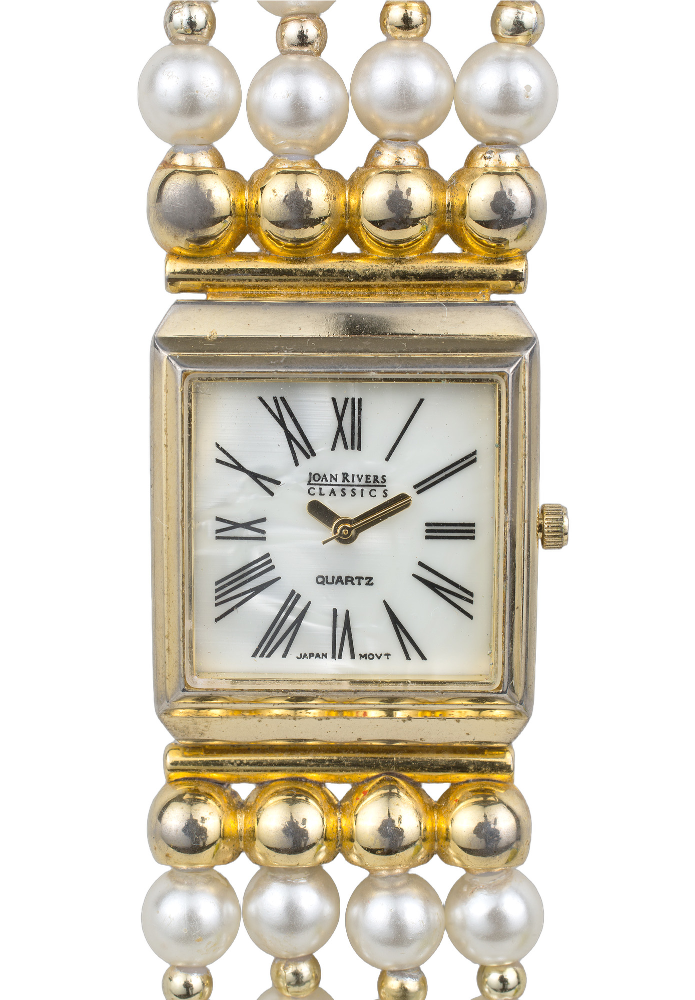 Joan Rivers Gold Watch With Pearl Bracelet