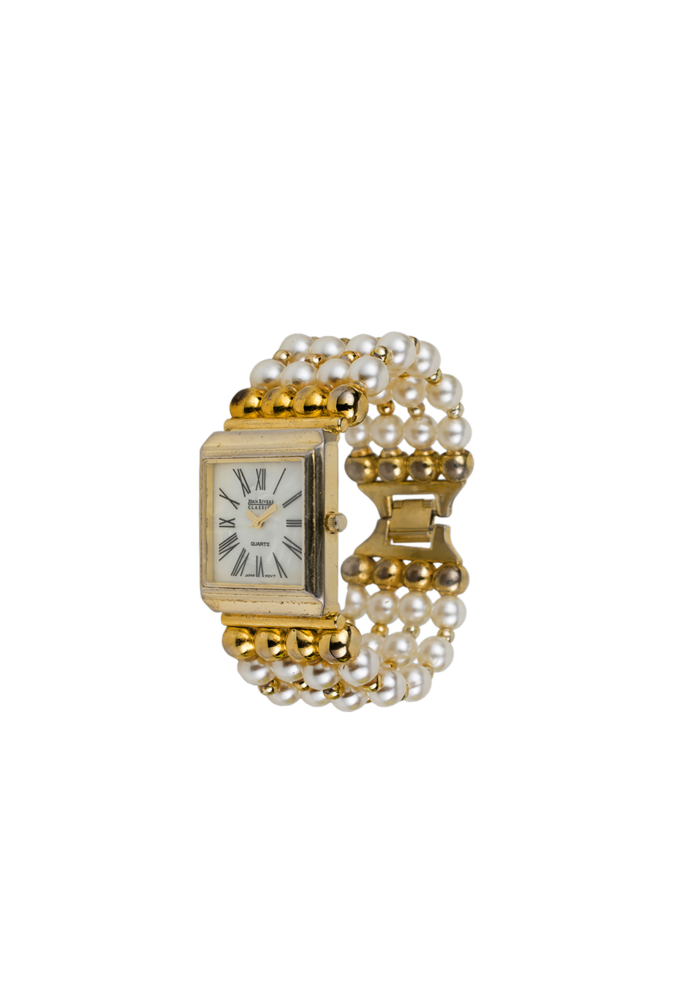 Joan Rivers Gold Watch With Pearl Bracelet