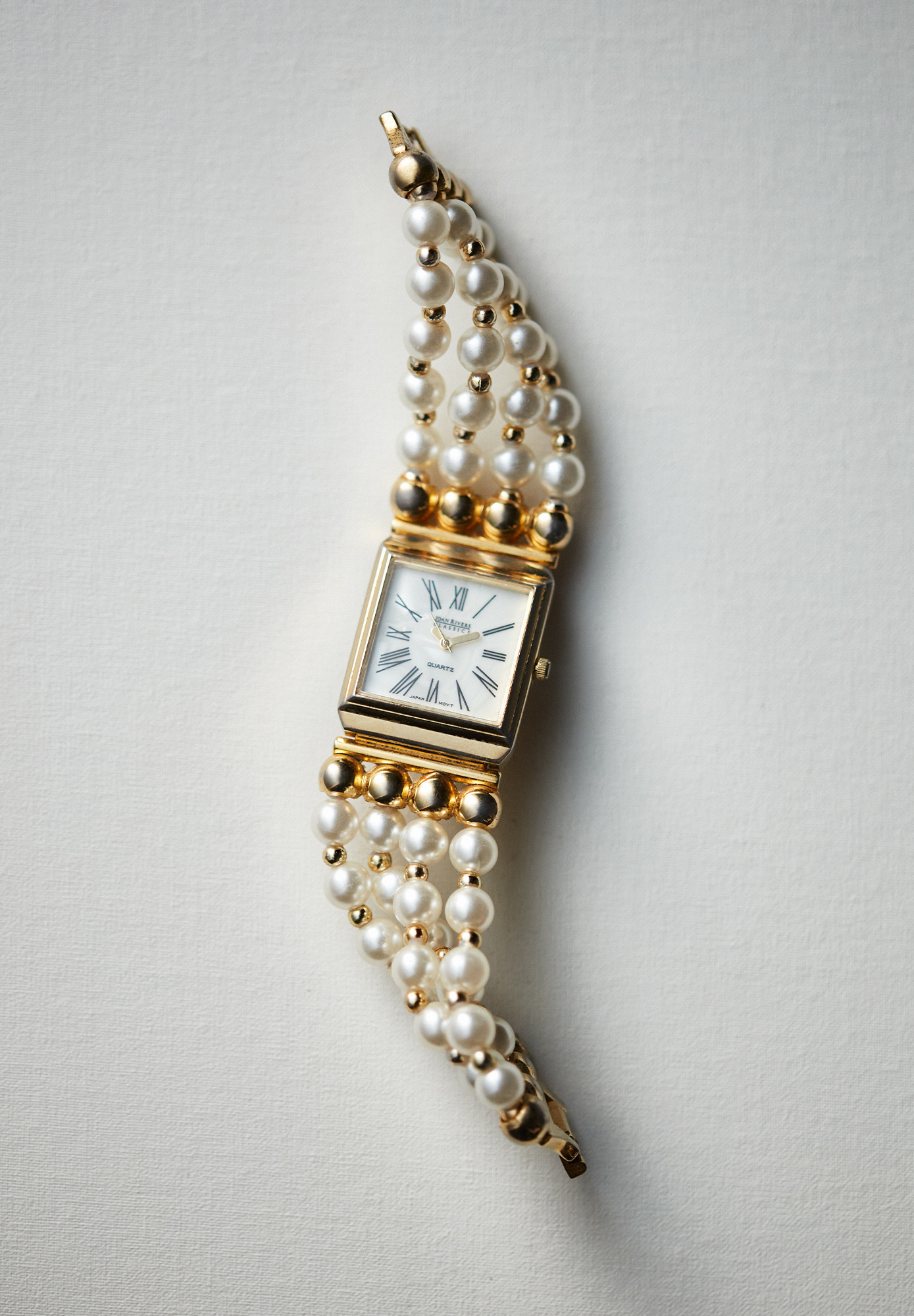 Joan Rivers Gold Watch With Pearl Bracelet