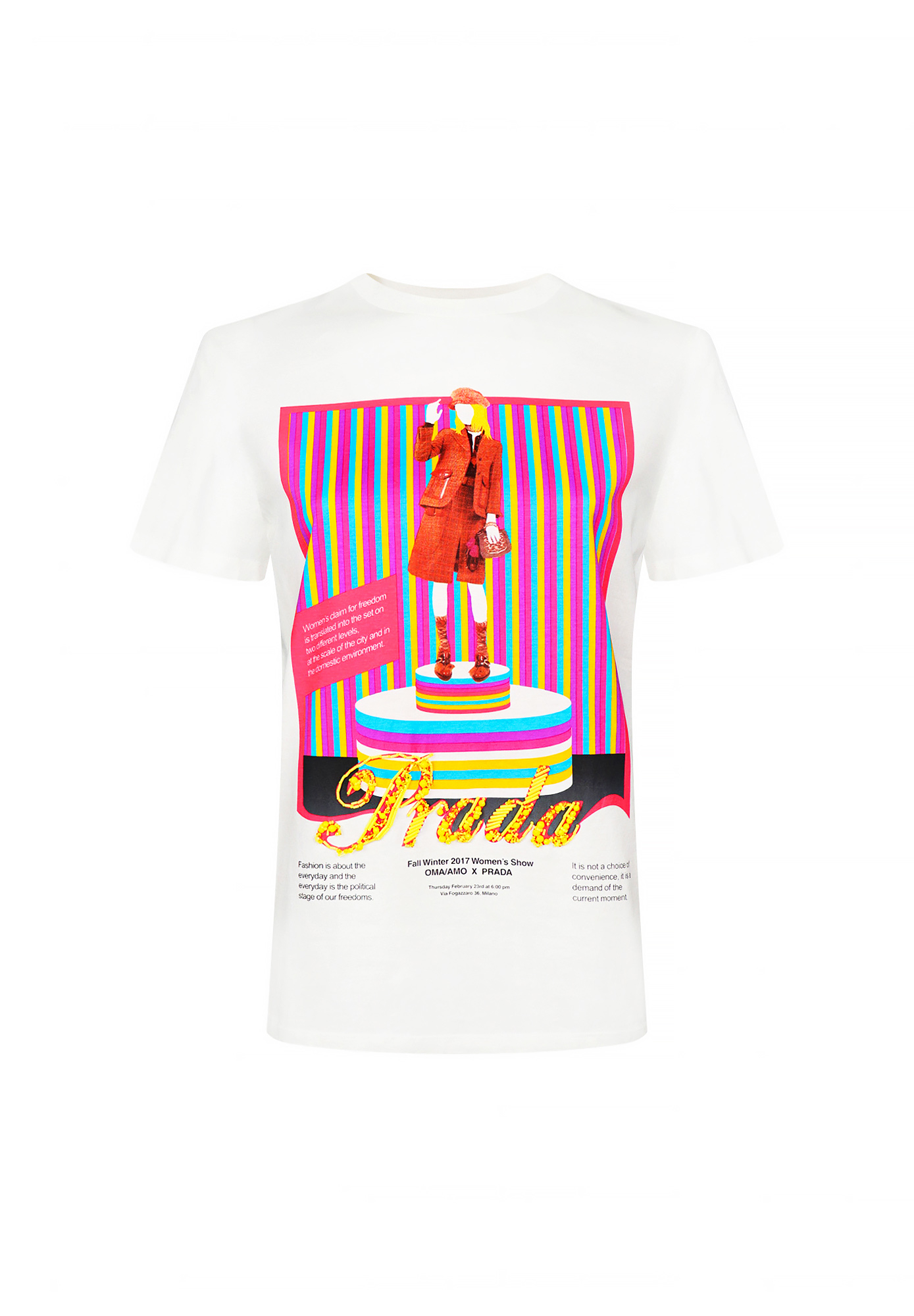 Prada White T-shirt With Print And Embroidery