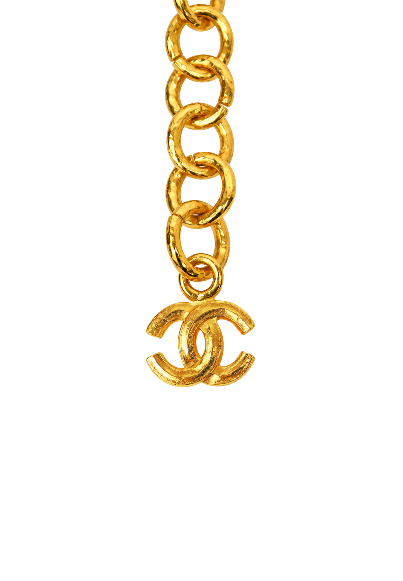 Chanel Red Necklace with Logo Pendant