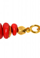 Chanel Red Necklace with Logo Pendant