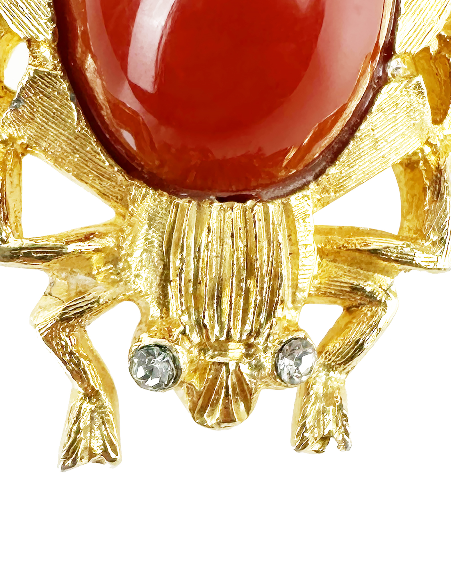 Minimalistic Beetle Brooch with Crystals