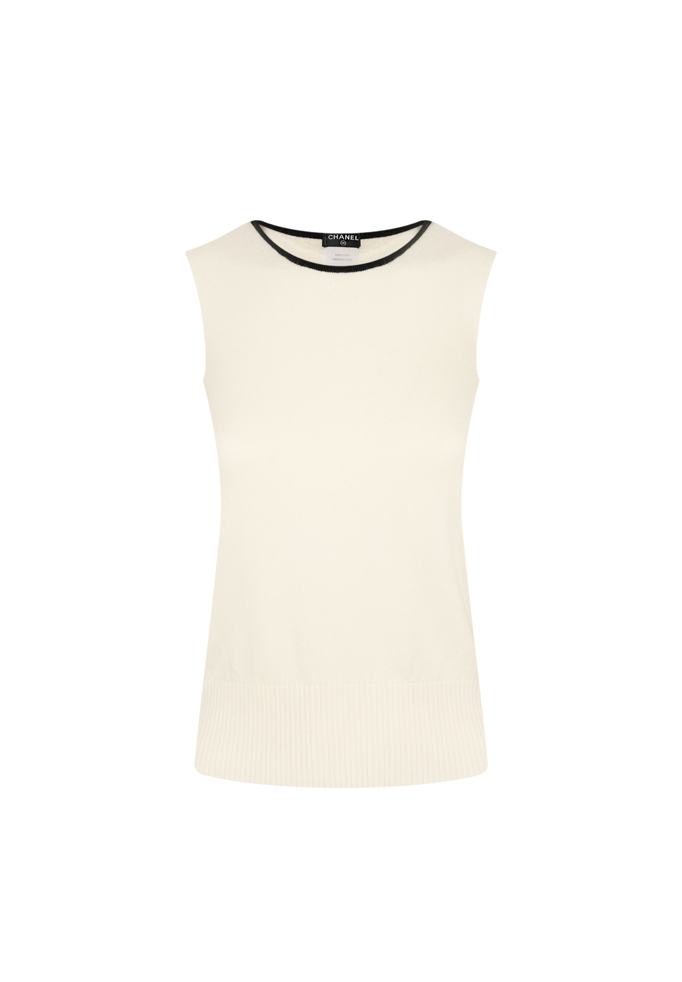 Chanel Cashmere Top With Black Trim