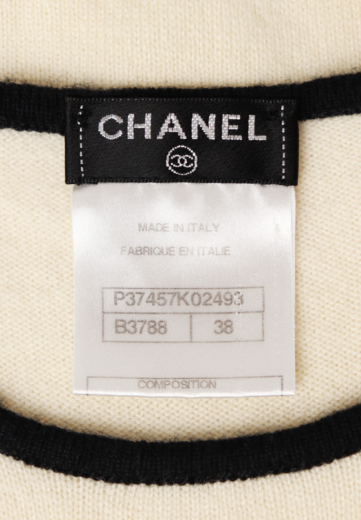 Chanel Cashmere Top With Black Trim