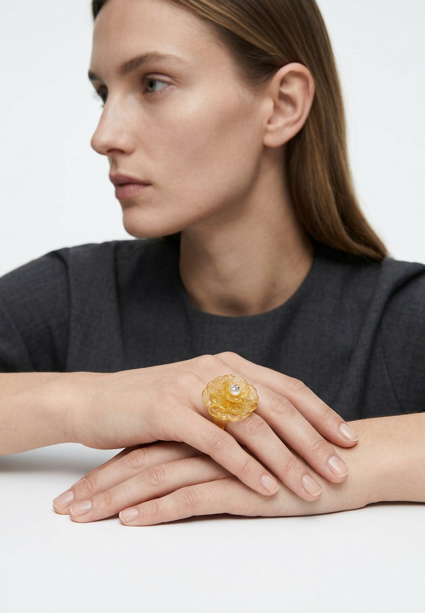 Chanel Yellow Camellia Ring