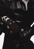 Chanel Black Leather Pearl Buckle Belt