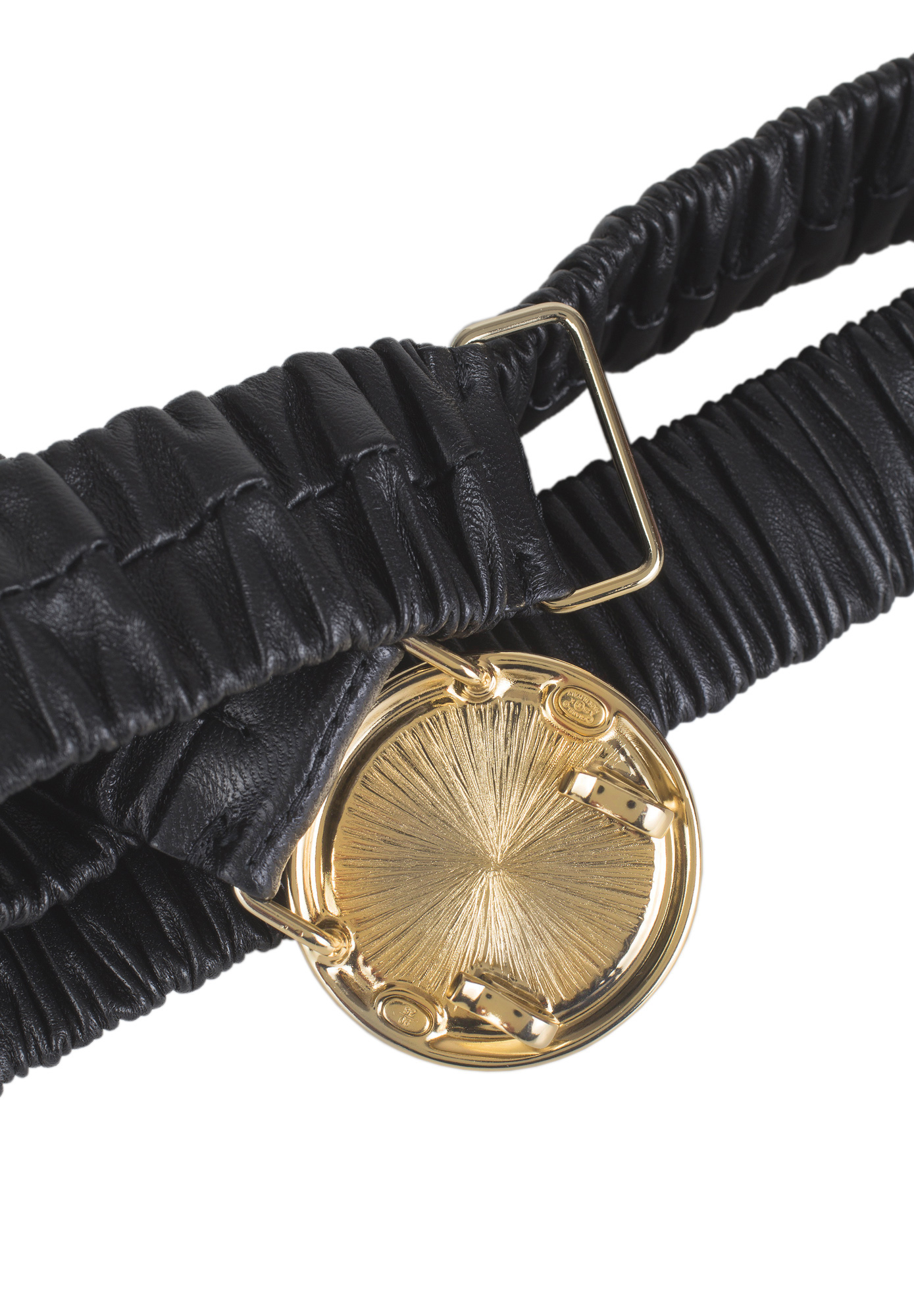 Chanel Black Leather Pearl Buckle Belt