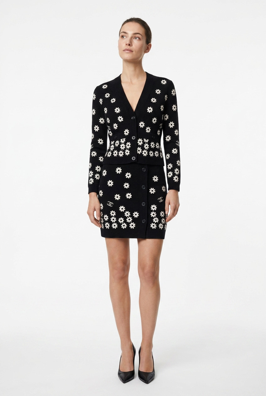 Chanel Cashmere Set With Flowers