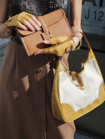 Hermès Trim Canvas And Beige Leather Bag