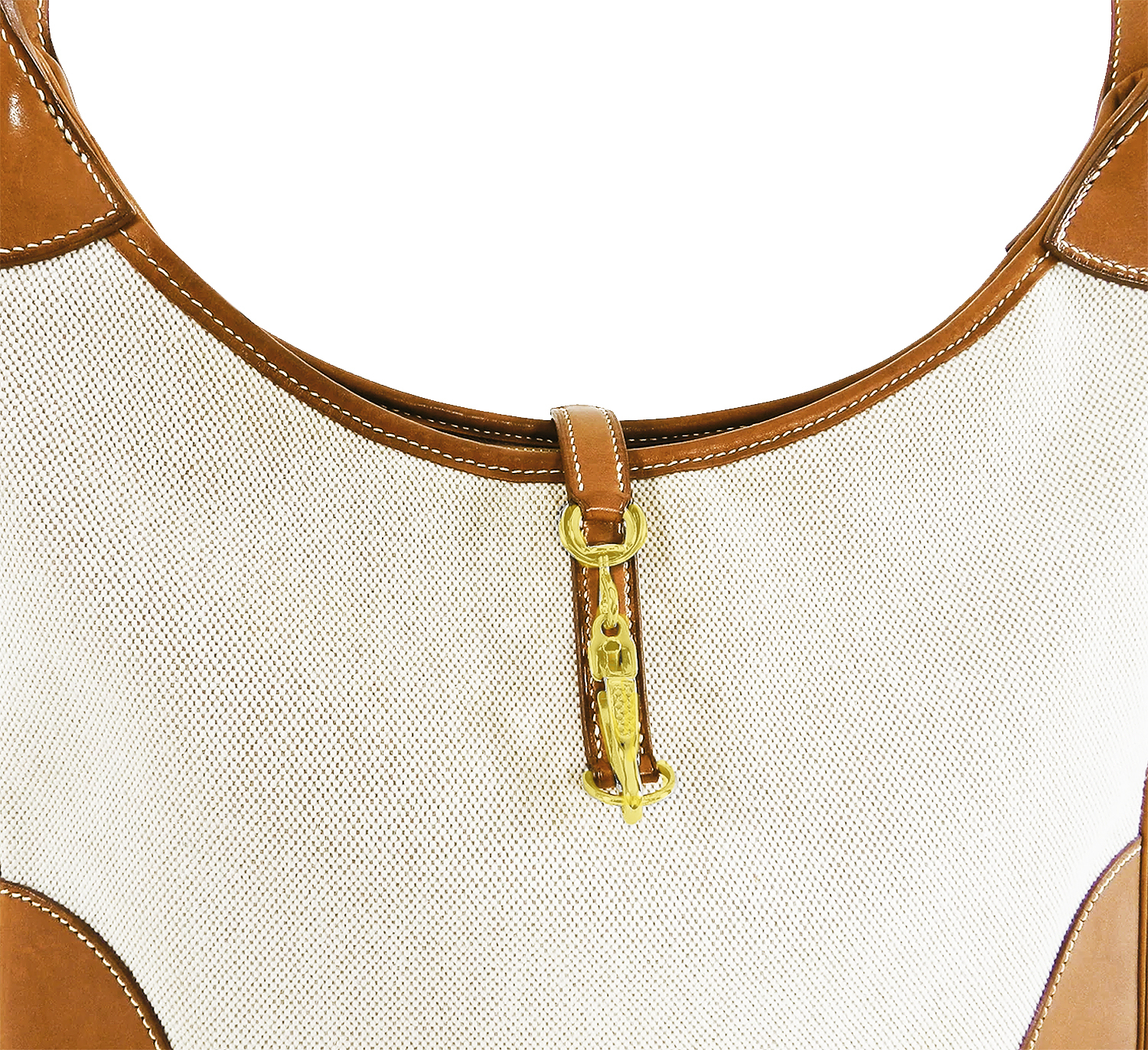 Hermès Trim Canvas And Beige Leather Bag