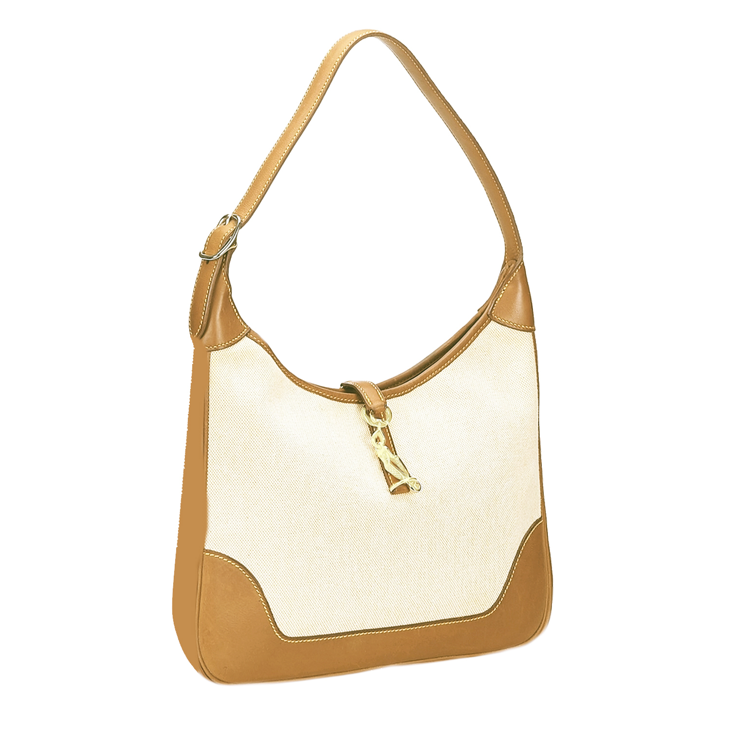 Hermès Trim Canvas And Beige Leather Bag