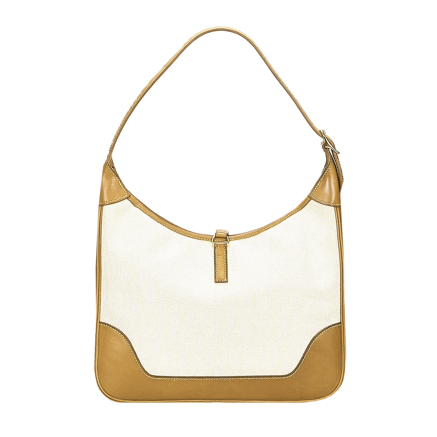 Hermès Trim Canvas And Beige Leather Bag