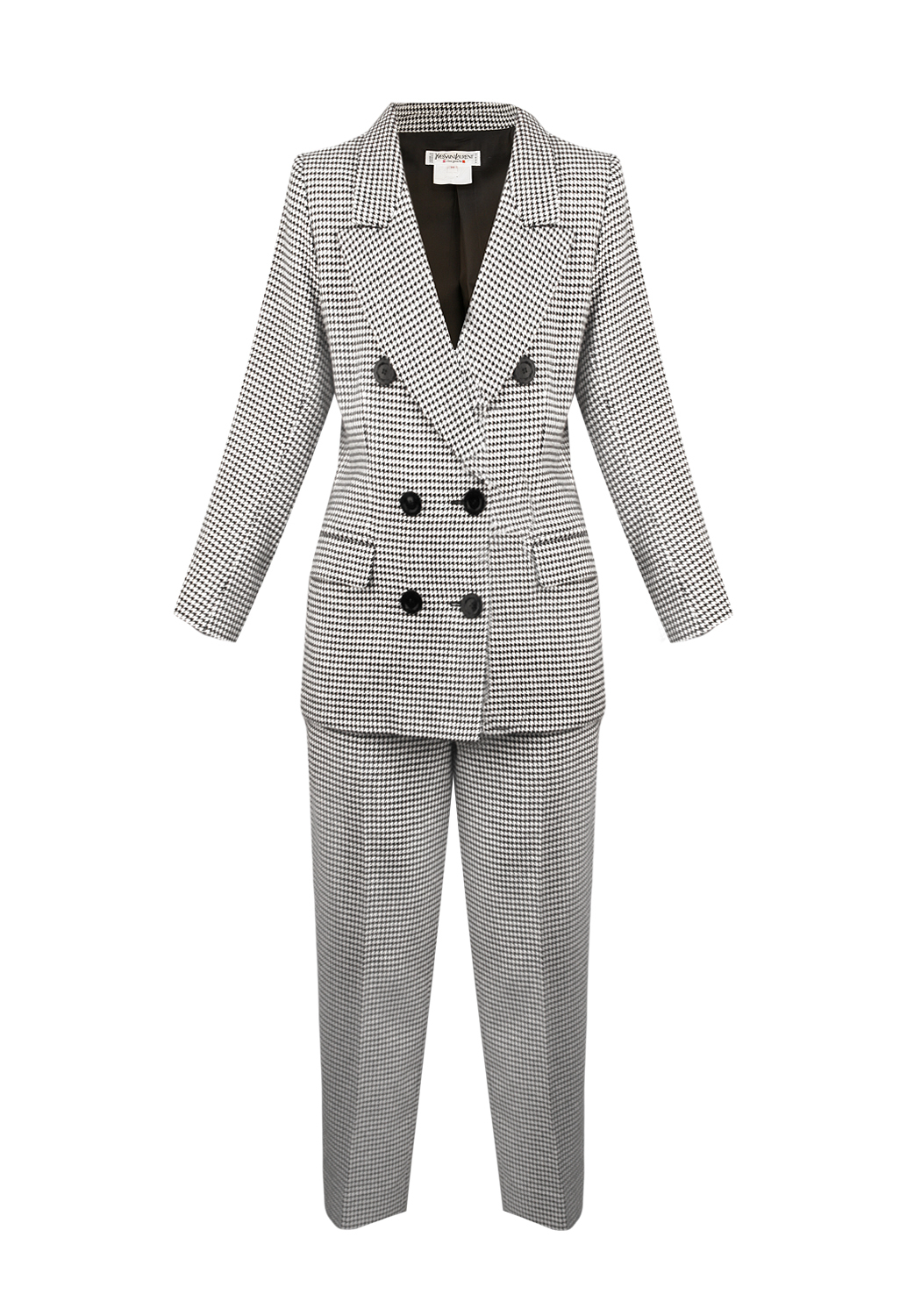Yves Saint Laurent Black And White Wool Suit