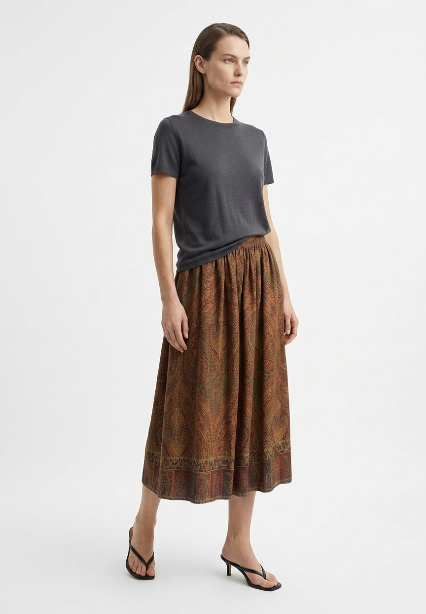 Etro Brown Paisley Skirt