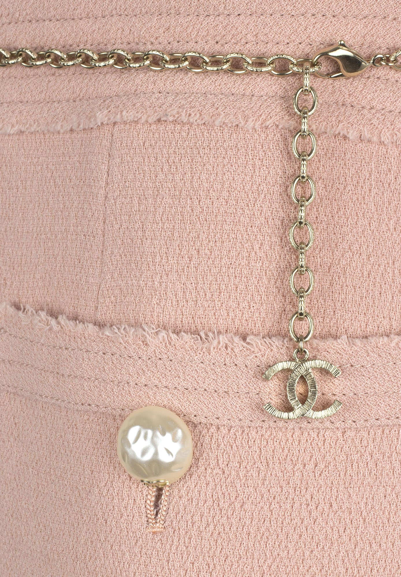 Pink Chanel Dress With Pearl Belt