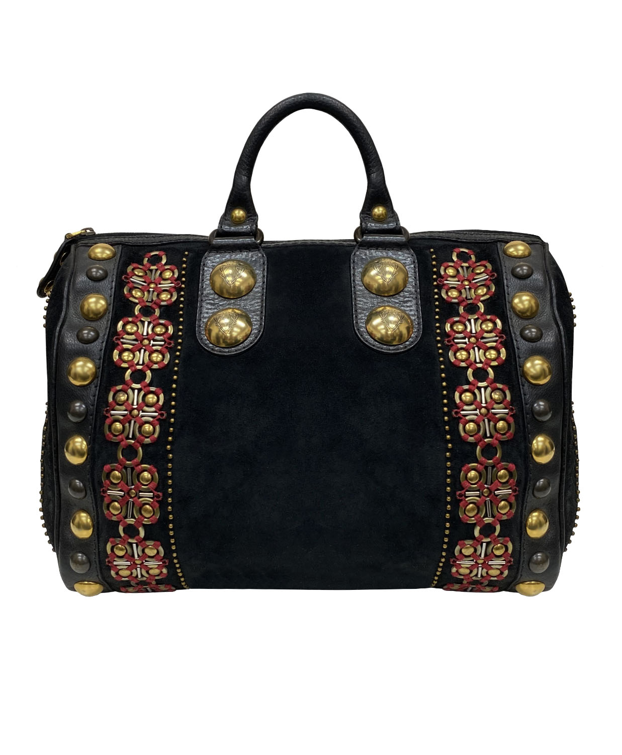 Gucci Black Suede Babouska Indy Boston Bag