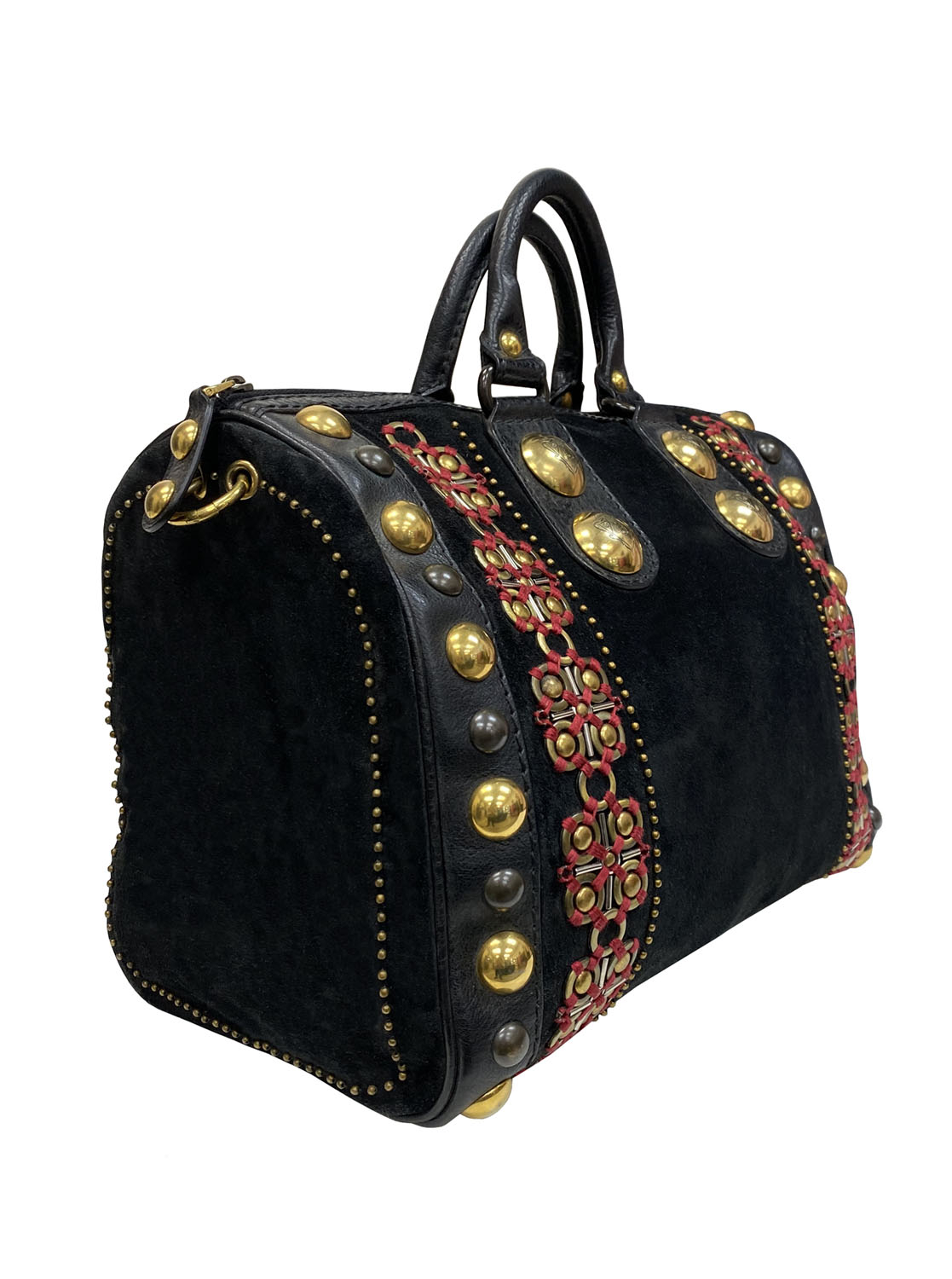 Gucci Black Suede Babouska Indy Boston Bag