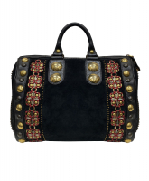 Gucci Black Suede Babouska Indy Boston Bag