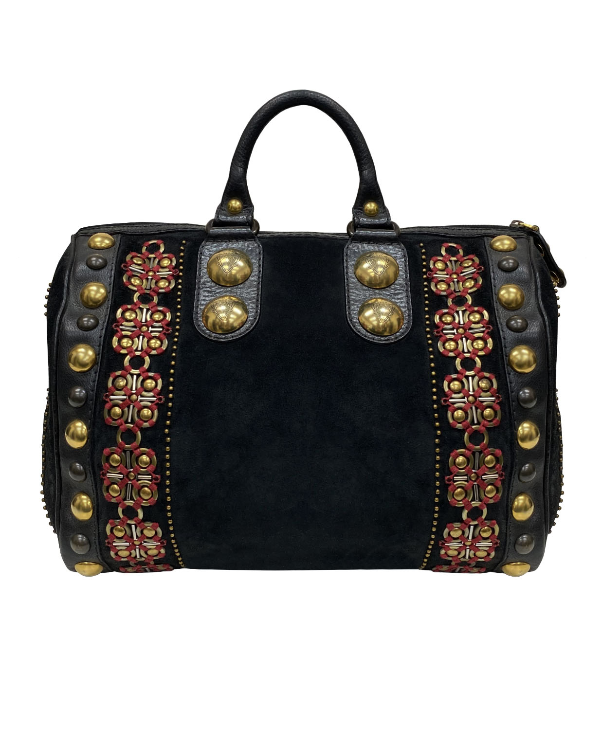 Gucci Black Suede Babouska Indy Boston Bag