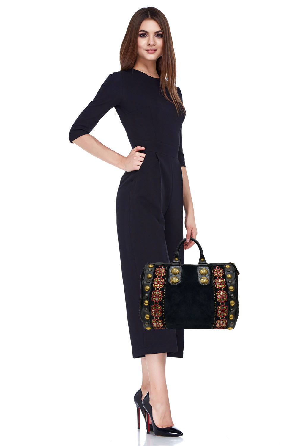 Gucci Black Suede Babouska Indy Boston Bag