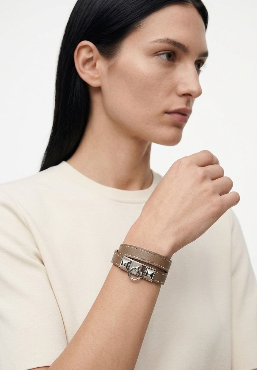 Hermès Rivale Double Tour Etoupe Swift Bracelet