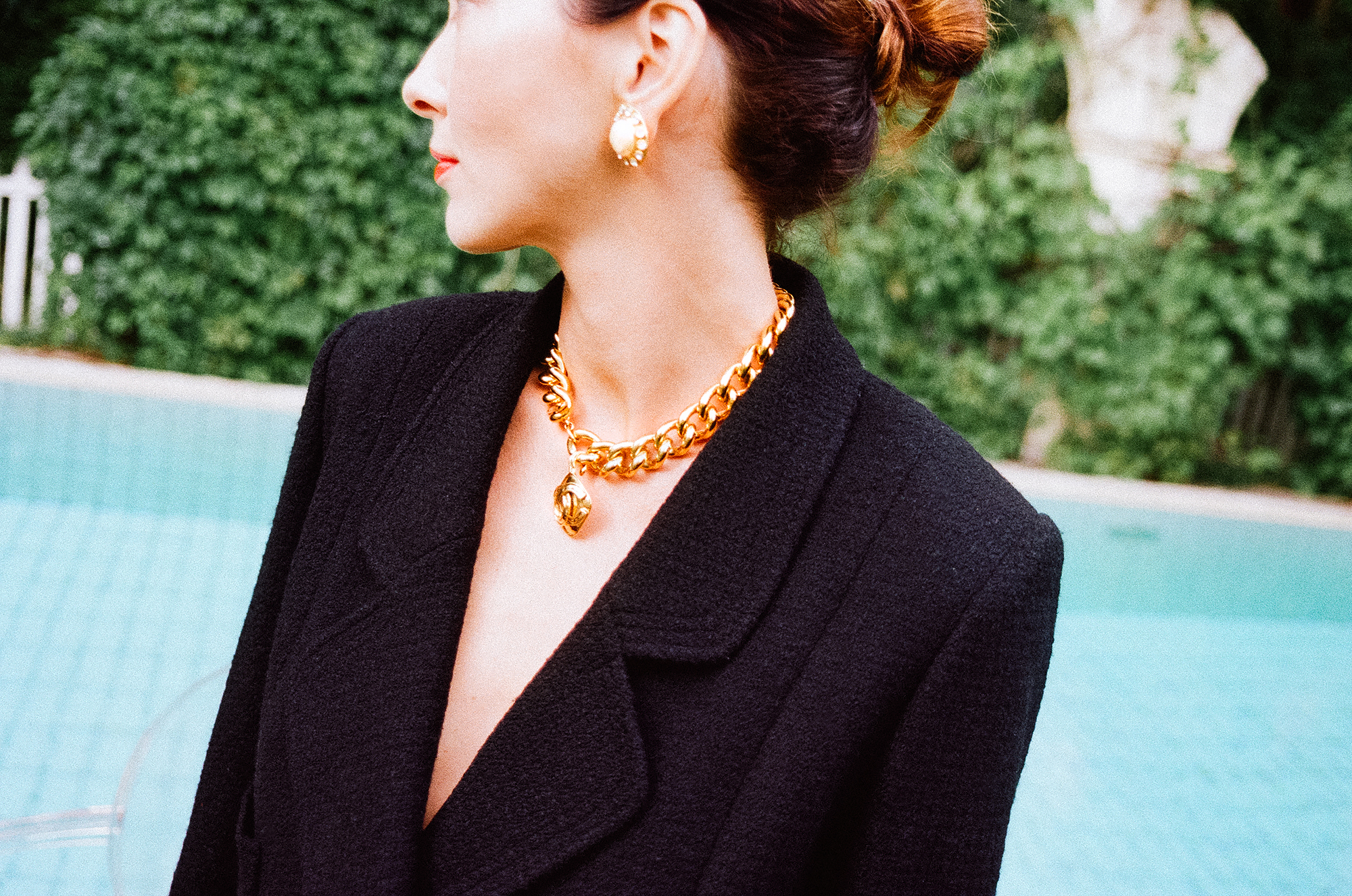 Chanel Logo Charm Chain Necklace