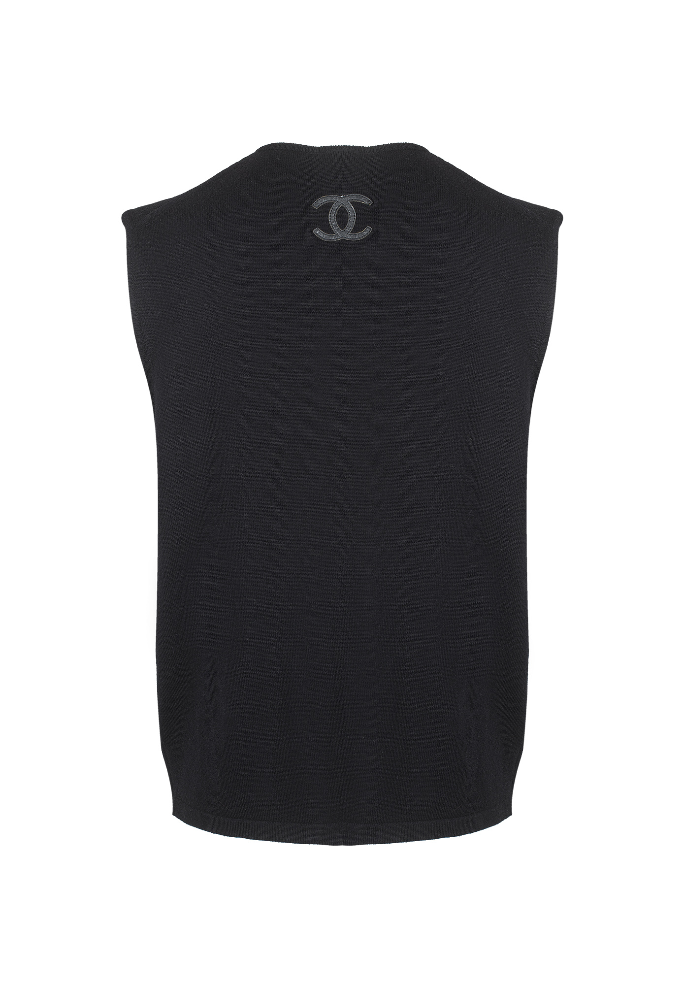 Chanel Black Vest With Leather