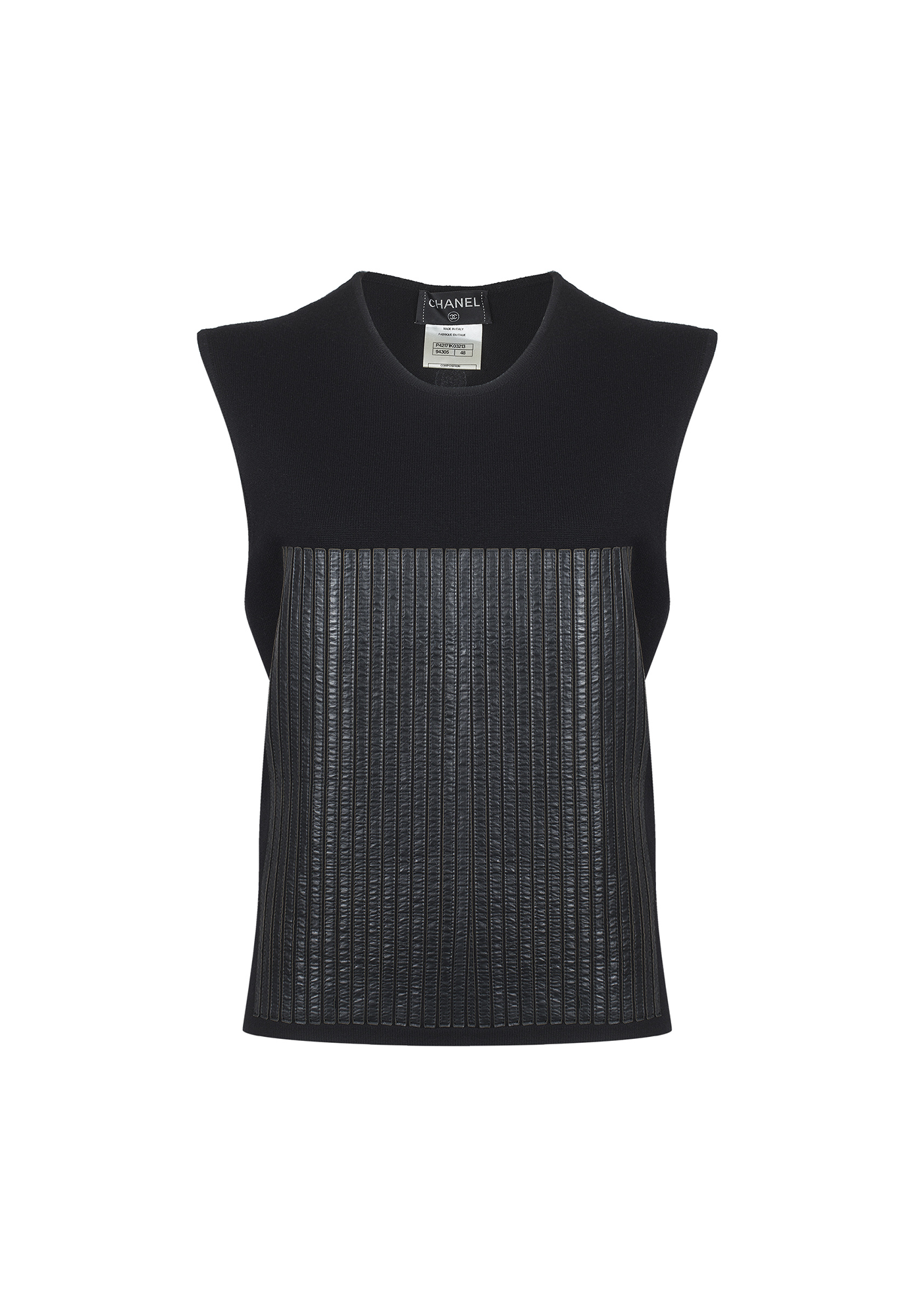 Chanel Black Vest With Leather