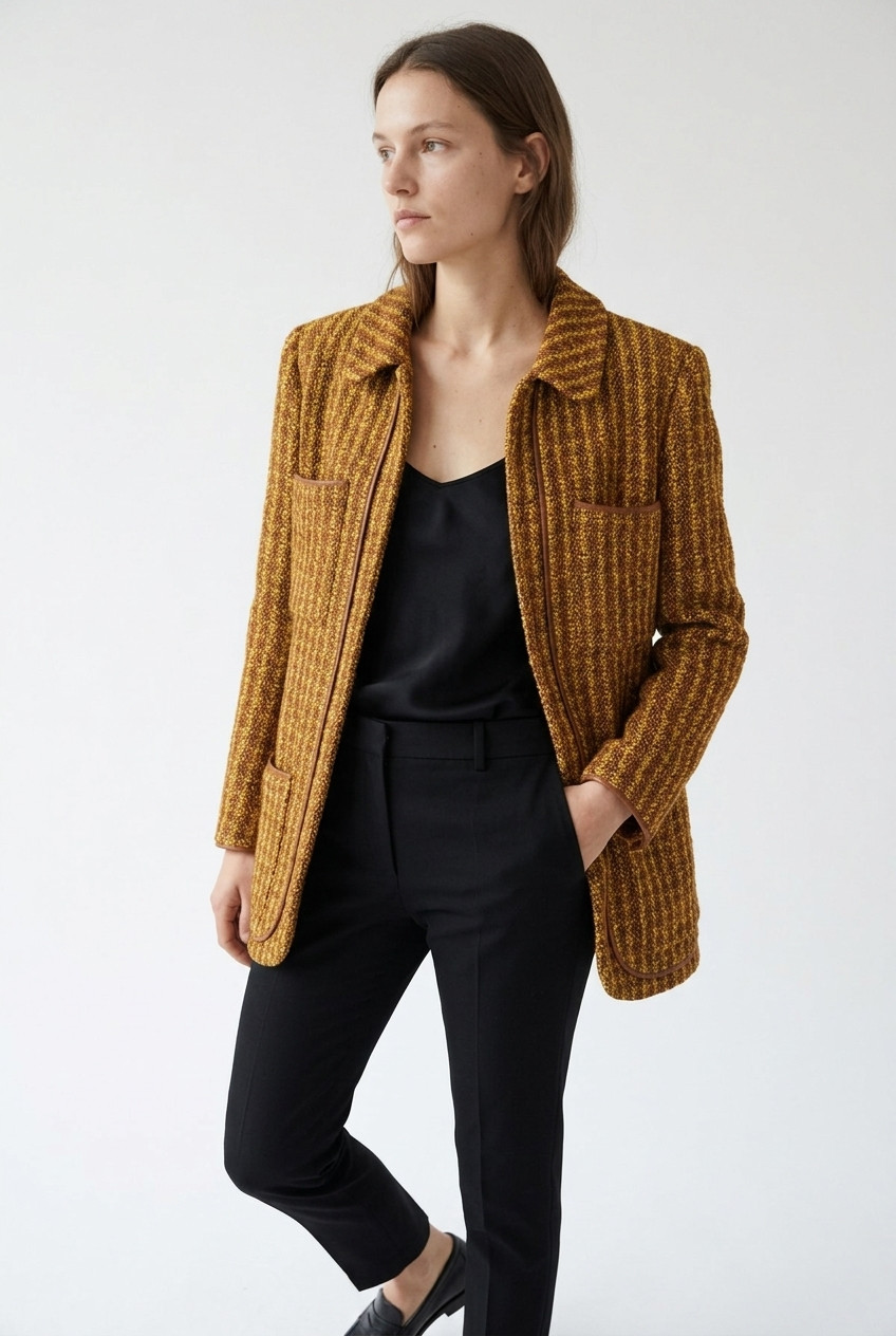 Chanel Jacket With Leather Trim