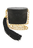 Chanel Black Tasseled Handbag On A Long Chain