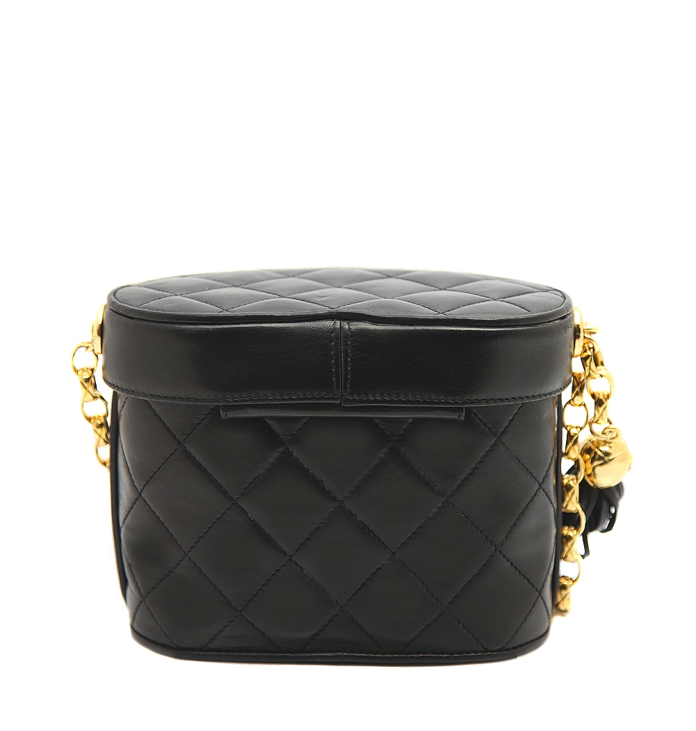 Chanel Black Tasseled Handbag On A Long Chain