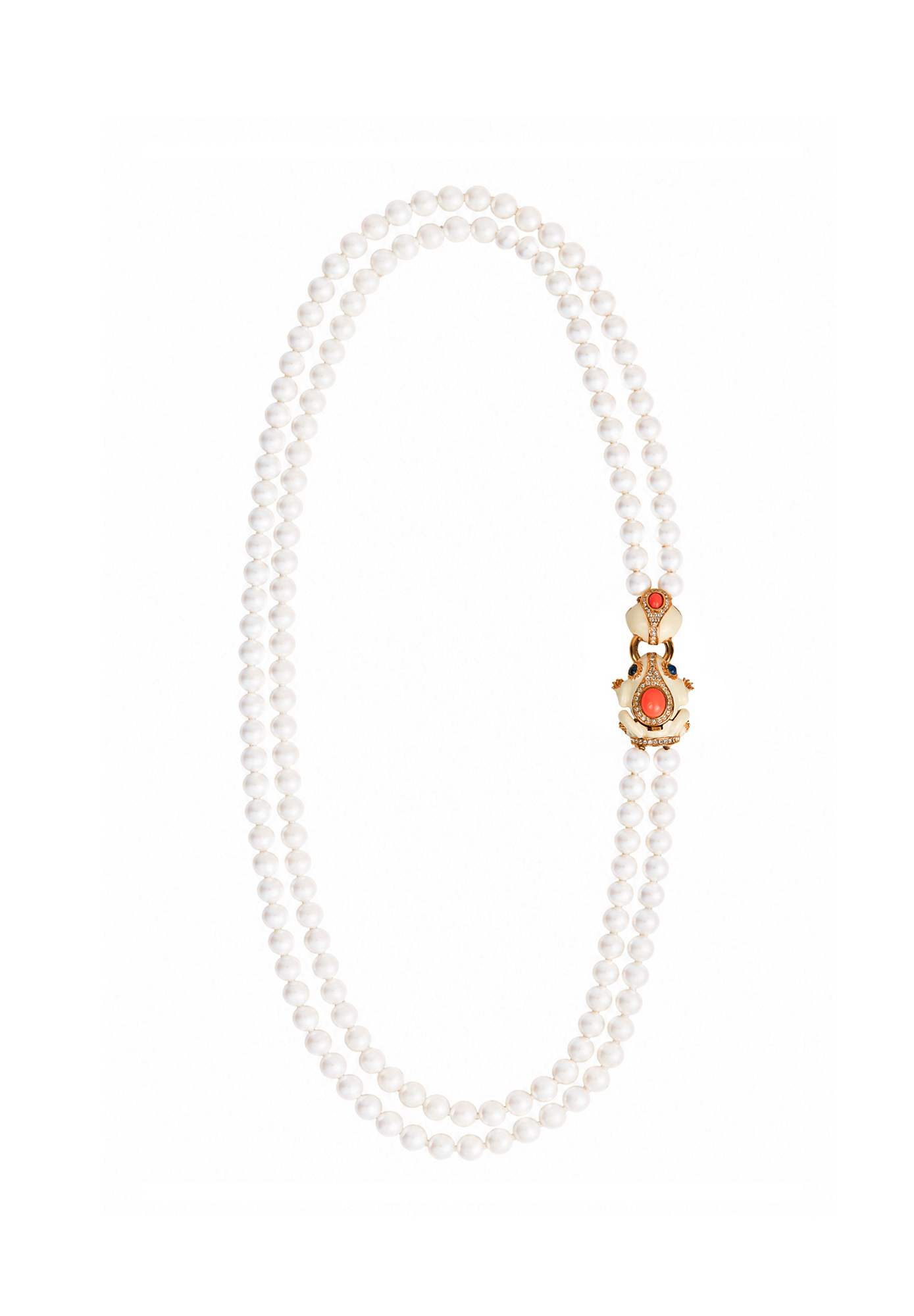 Ciner White Necklace With White Frog