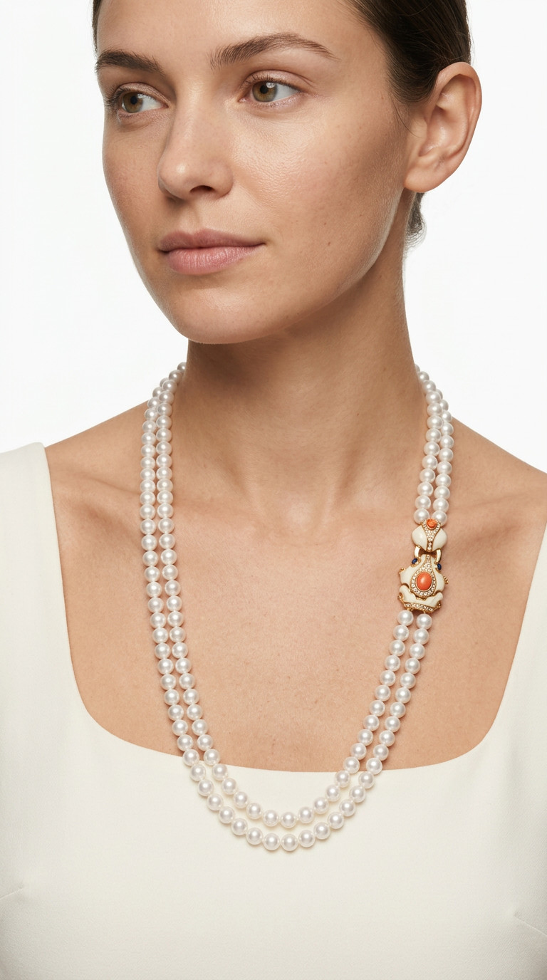 Ciner White Necklace With White Frog
