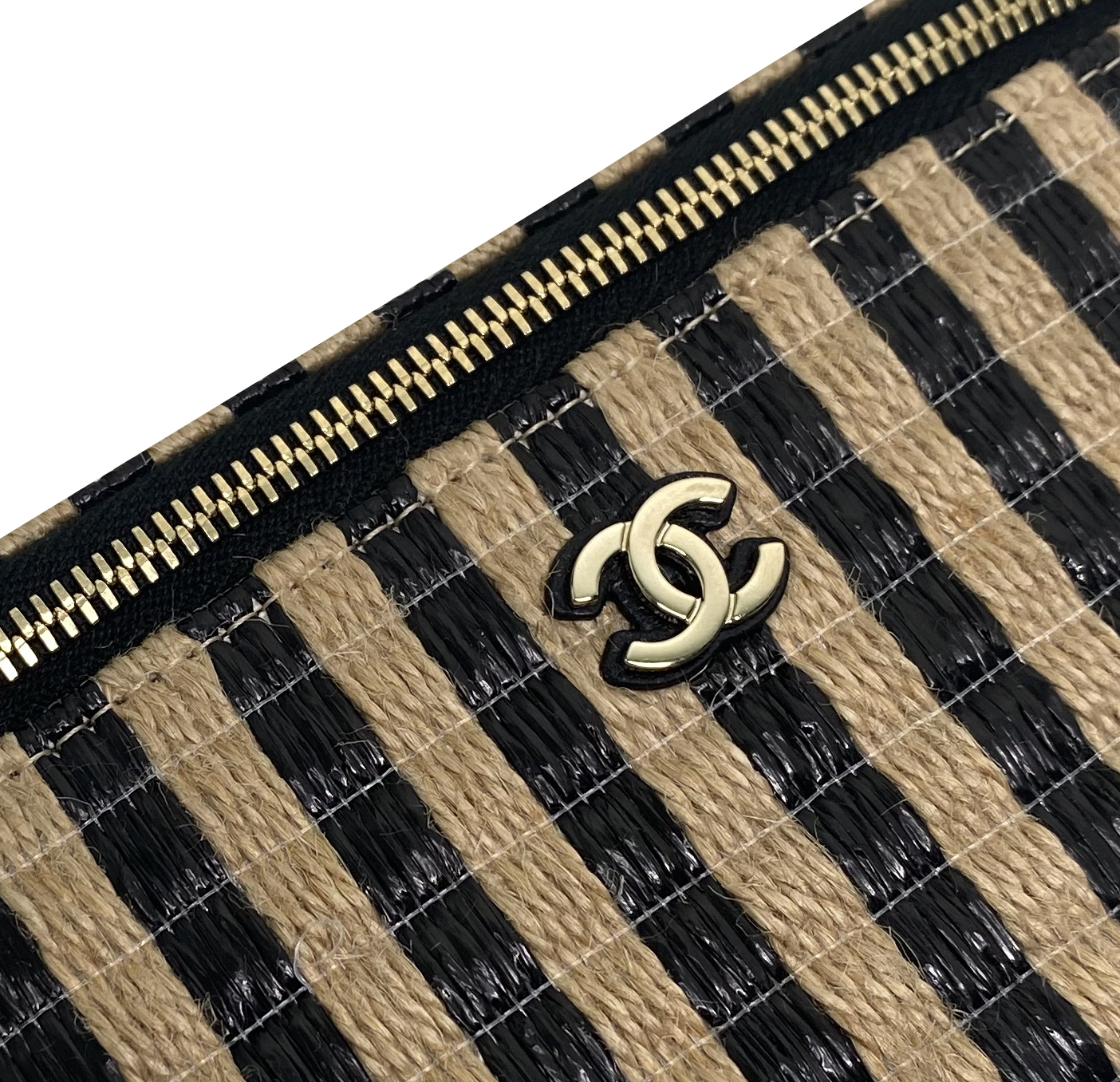Chanel Vanity Case Striped Jute Bag