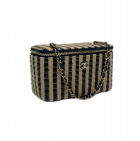 Chanel Vanity Case Striped Jute Bag