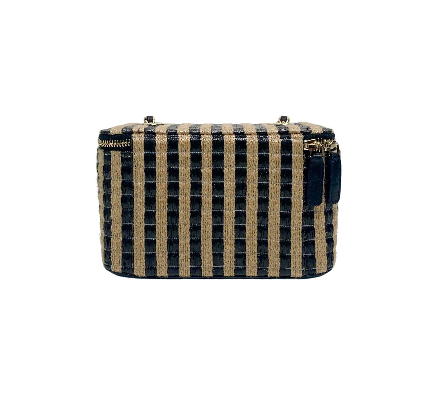 Chanel Vanity Case Striped Jute Bag