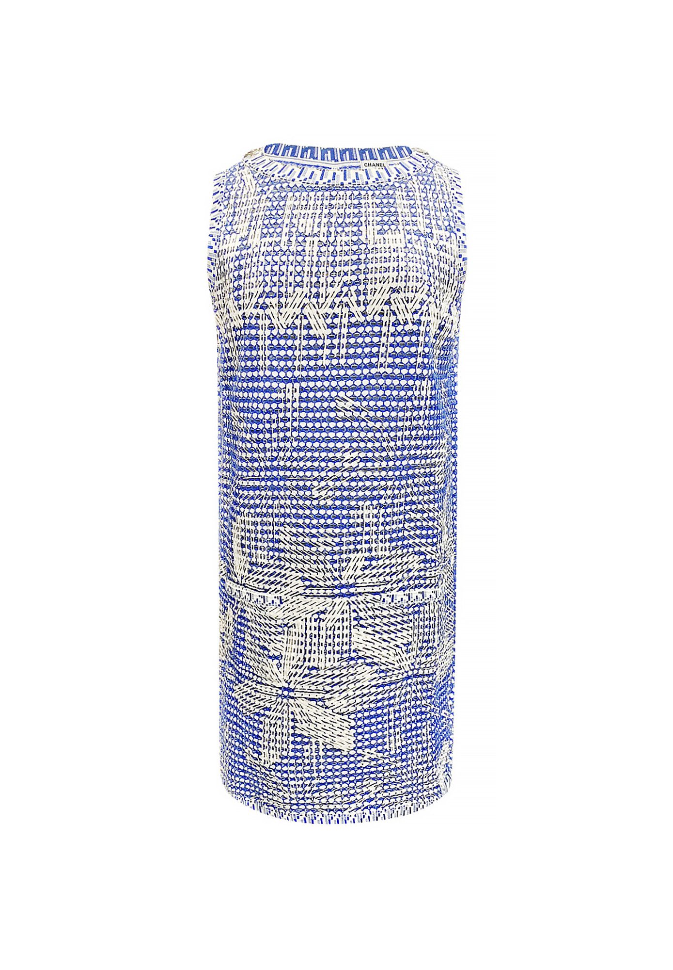 Chanel Blue White Floral Print Dress