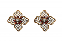 Chanel Flower Clip On Earrings With Gripoix Crystals