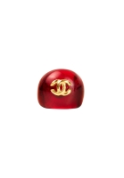 Chanel Burgundy Logo Ring